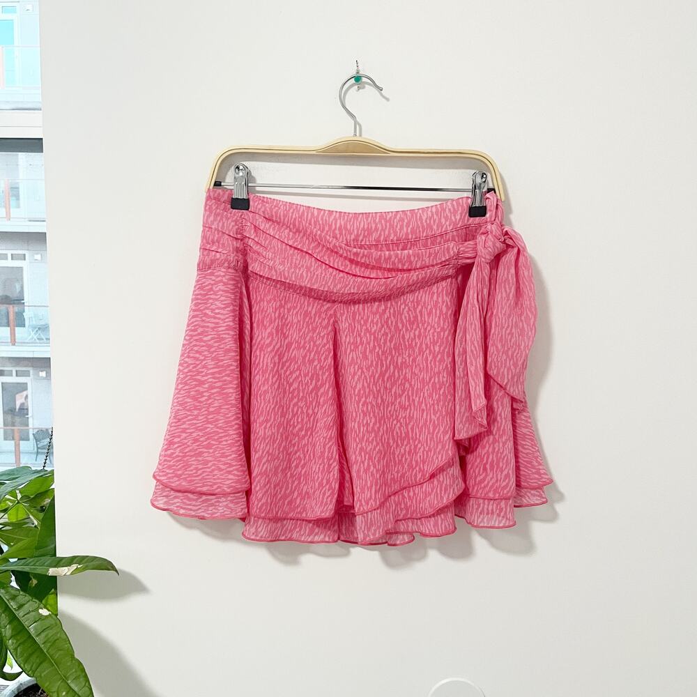 NEW Aerie Pink Animal Print Wrap Skirt Size Medium
